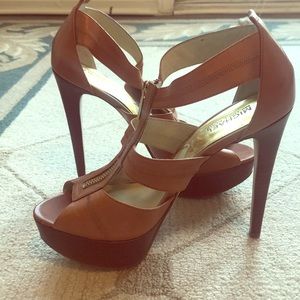 MICHAEL Michael Kors Zipped Platform Heels Tan